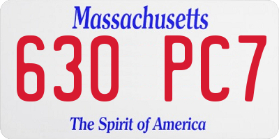 MA license plate 630PC7