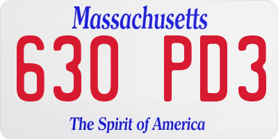 MA license plate 630PD3