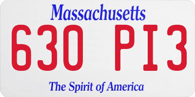 MA license plate 630PI3