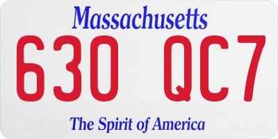 MA license plate 630QC7