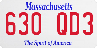 MA license plate 630QD3