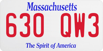 MA license plate 630QW3