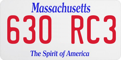 MA license plate 630RC3