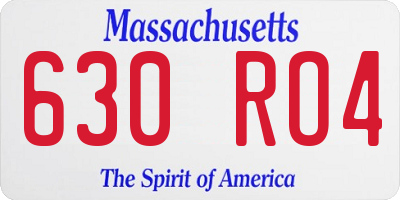 MA license plate 630RO4