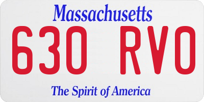 MA license plate 630RV0
