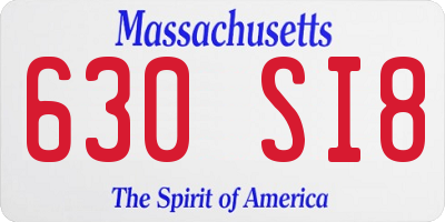 MA license plate 630SI8