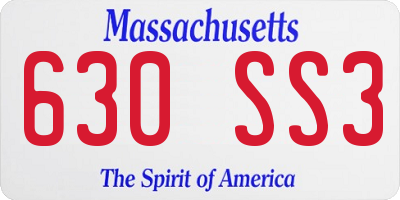 MA license plate 630SS3