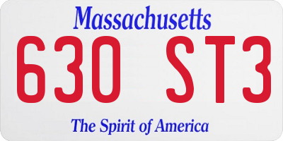 MA license plate 630ST3