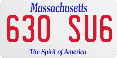 MA license plate 630SU6