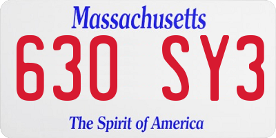 MA license plate 630SY3