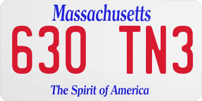 MA license plate 630TN3