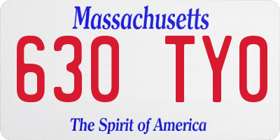 MA license plate 630TY0