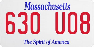 MA license plate 630UO8