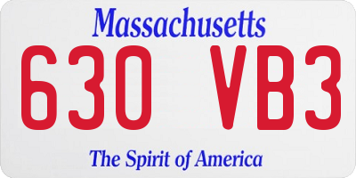 MA license plate 630VB3