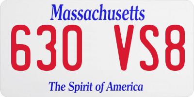 MA license plate 630VS8