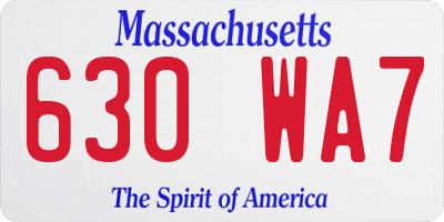 MA license plate 630WA7
