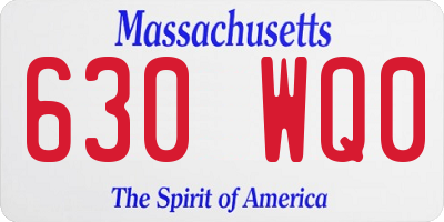 MA license plate 630WQ0