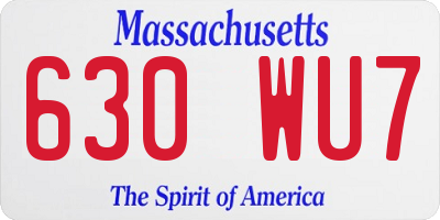 MA license plate 630WU7