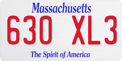 MA license plate 630XL3