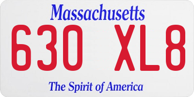 MA license plate 630XL8
