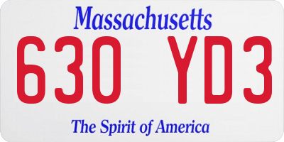 MA license plate 630YD3