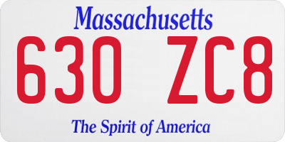 MA license plate 630ZC8