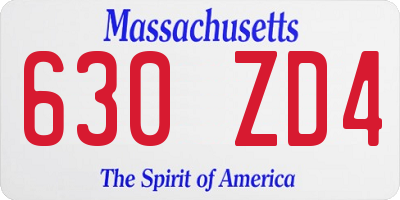 MA license plate 630ZD4