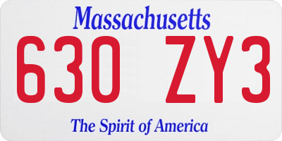 MA license plate 630ZY3