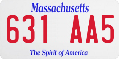 MA license plate 631AA5