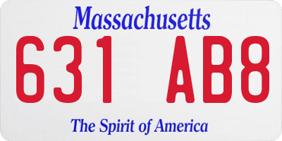 MA license plate 631AB8