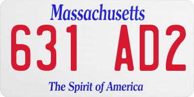 MA license plate 631AD2