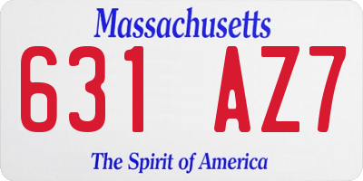 MA license plate 631AZ7