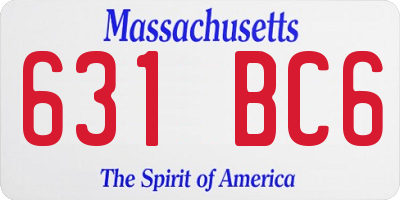 MA license plate 631BC6