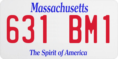 MA license plate 631BM1