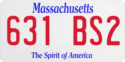 MA license plate 631BS2