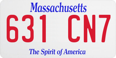 MA license plate 631CN7