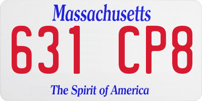 MA license plate 631CP8