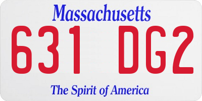 MA license plate 631DG2