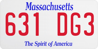 MA license plate 631DG3