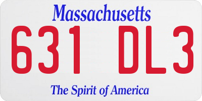 MA license plate 631DL3