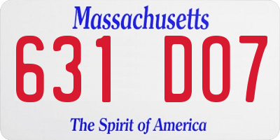 MA license plate 631DO7
