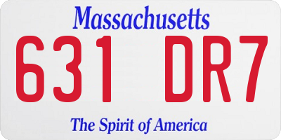 MA license plate 631DR7