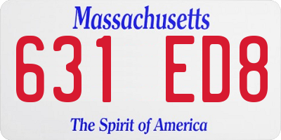 MA license plate 631ED8