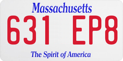 MA license plate 631EP8