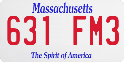 MA license plate 631FM3