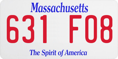 MA license plate 631FO8