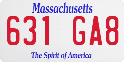 MA license plate 631GA8