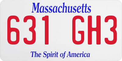 MA license plate 631GH3
