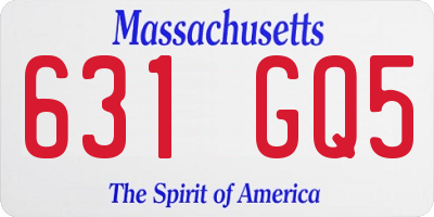 MA license plate 631GQ5