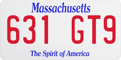 MA license plate 631GT9
